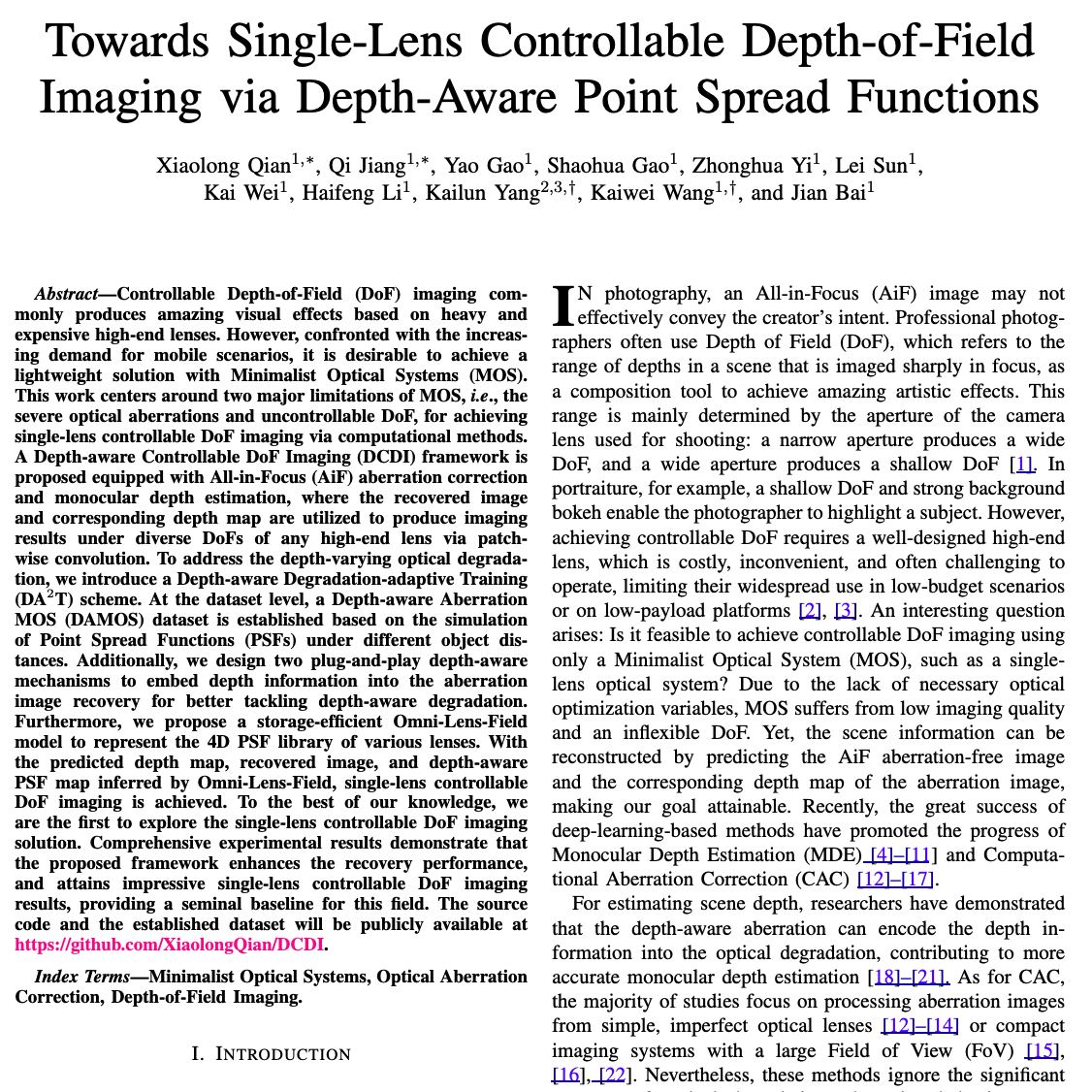 Towards single-lens controllable depth-of-field imaging 论文缩略图